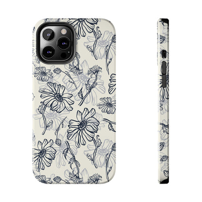 Artsy Flower Drawing Sketch iPhone 11-15 Case - Minimal Phone Case