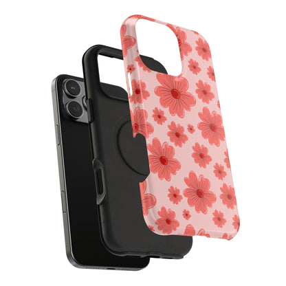 Blush Red Floral Phone Case – MagSafe Compatible for iPhone & Samsung Galaxy