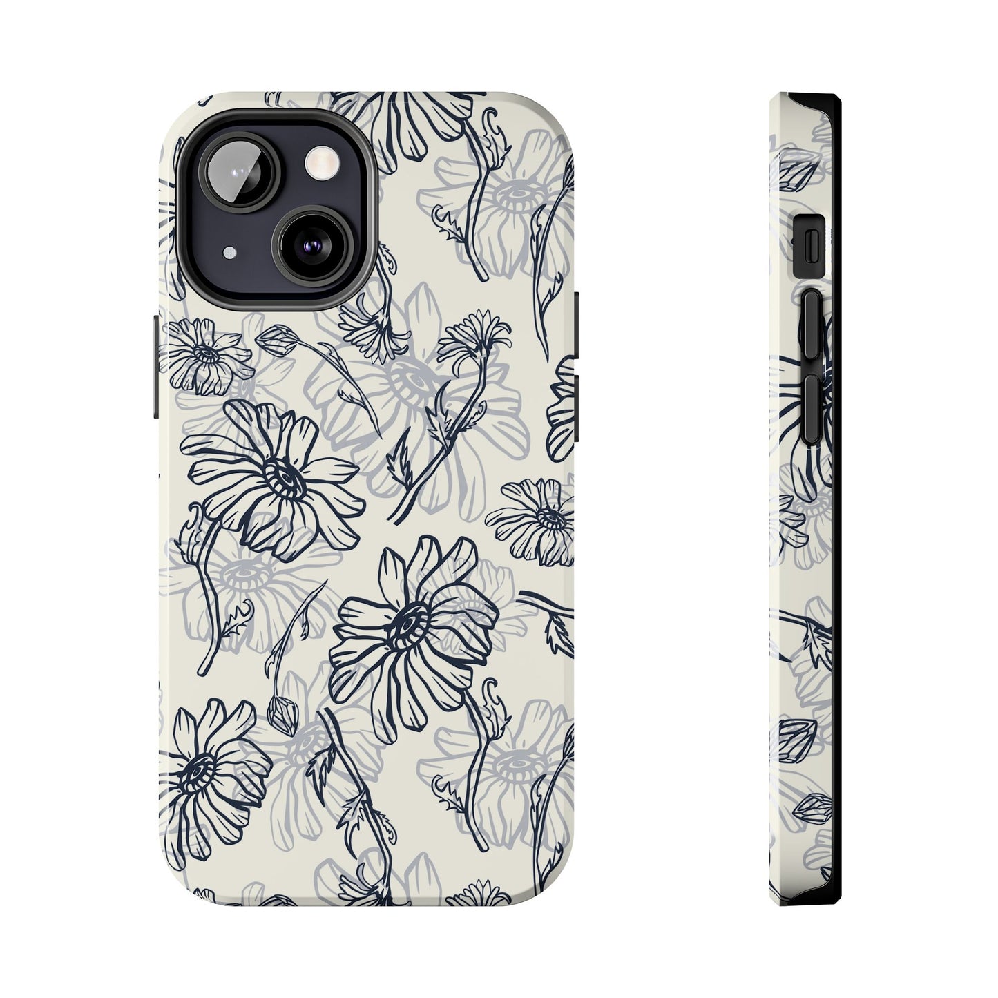 Artsy Flower Drawing Sketch iPhone 11-15 Case - Minimal Phone Case