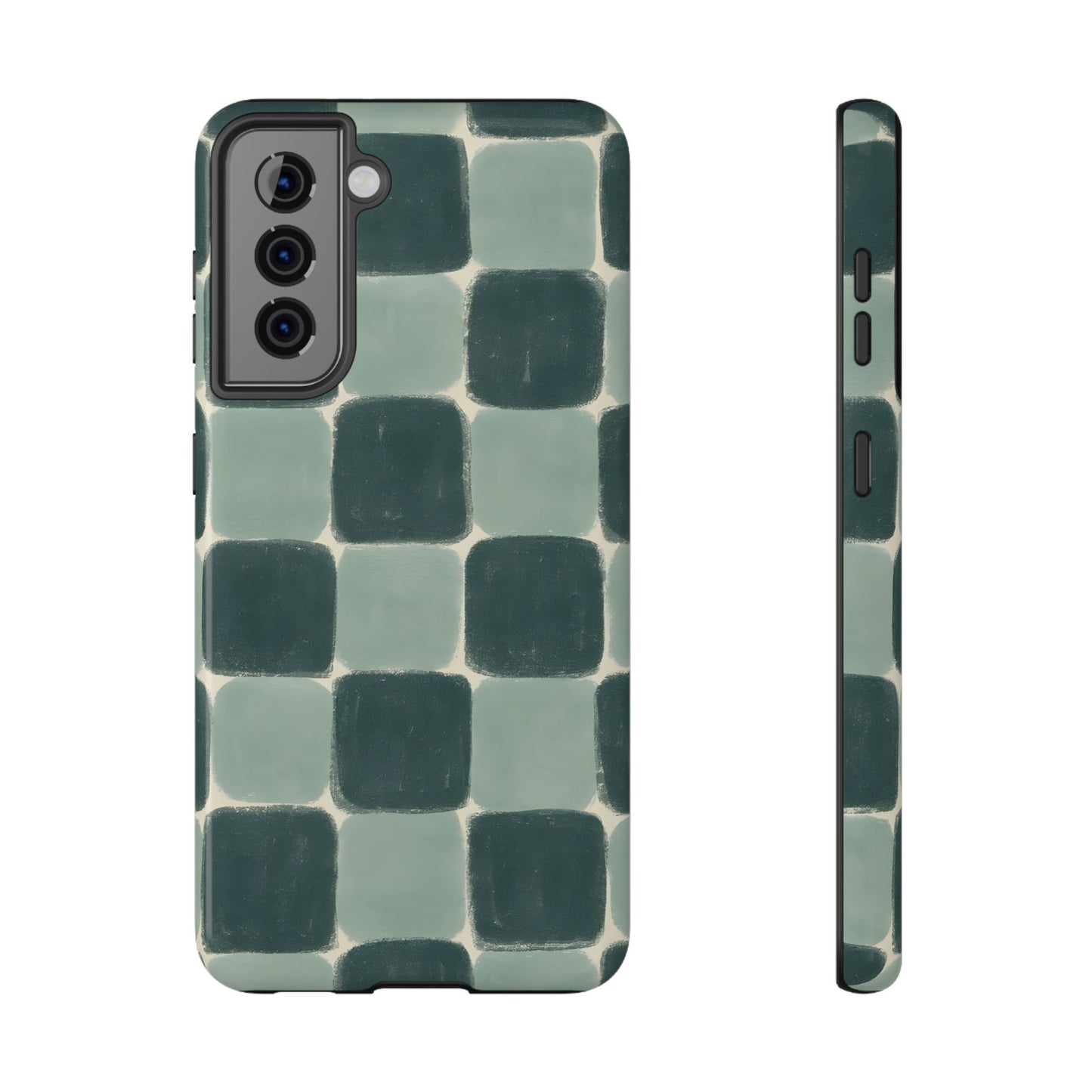 Green Checkerboard Retro Phone Case – MagSafe Compatible for iPhone & Samsung Galaxy