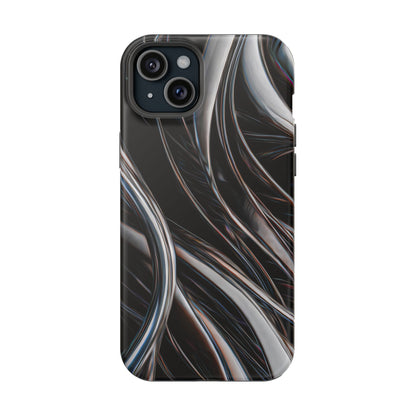 Black Metallic Streaks Phone Case – MagSafe Compatible for iPhone & Samsung Galaxy