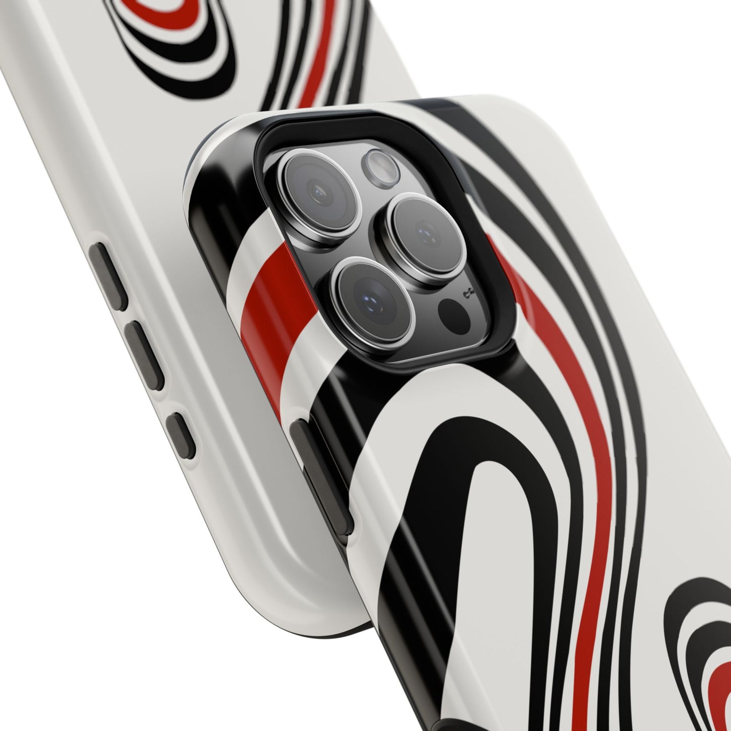 Retro Black & Red Wave Phone Case – MagSafe Compatible for iPhone & Samsung Galaxy