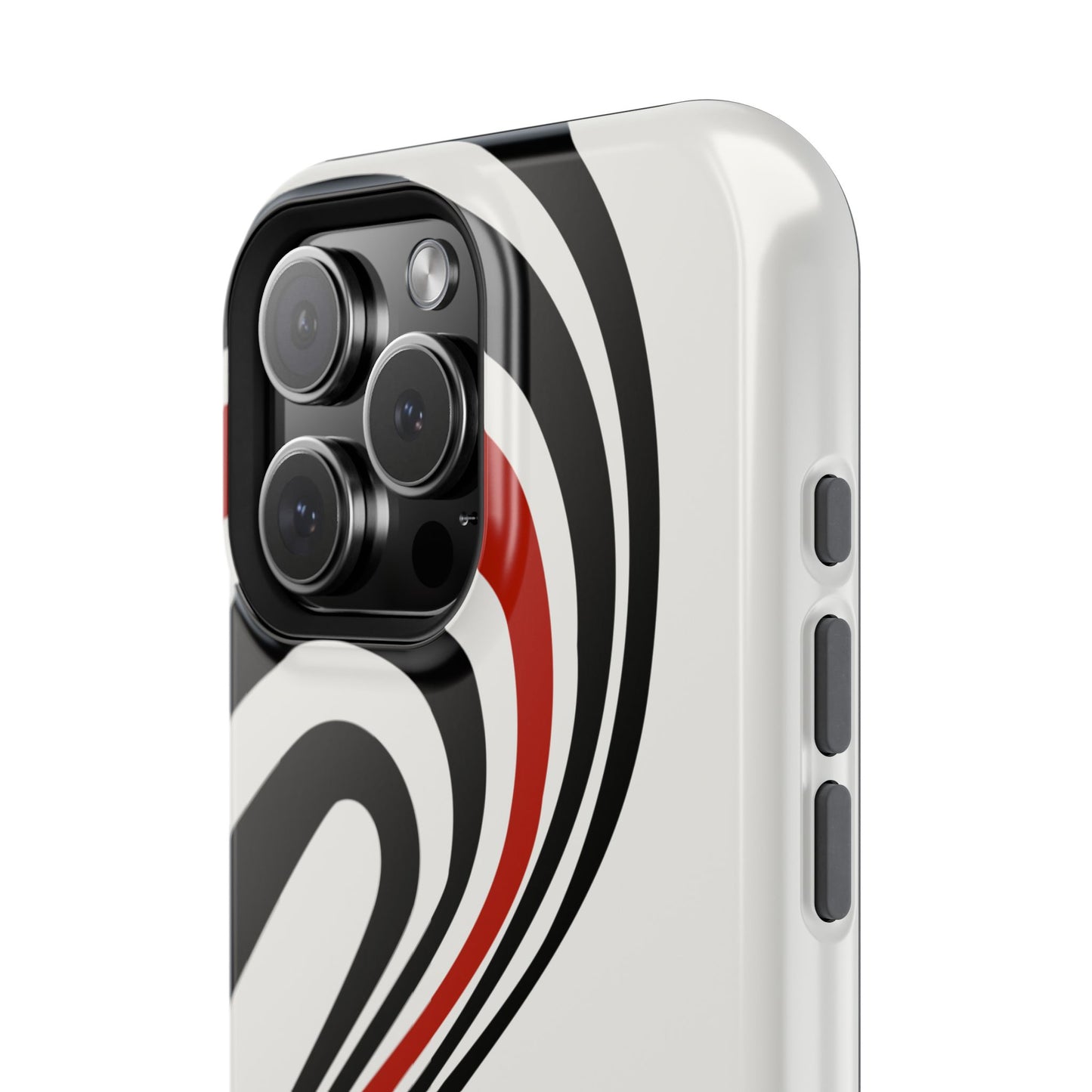 Retro Black & Red Wave Phone Case – MagSafe Compatible for iPhone & Samsung Galaxy