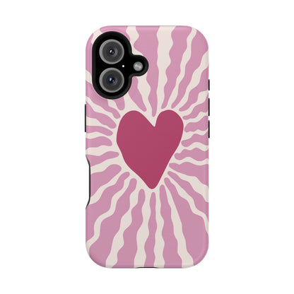 Retro Radiant Heart Phone Case – MagSafe Compatible for iPhone & Samsung Galaxy