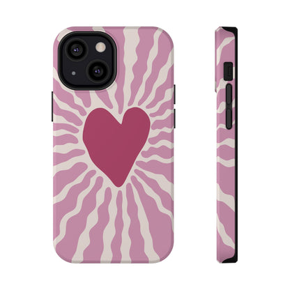 Retro Radiant Heart Phone Case – MagSafe Compatible for iPhone & Samsung Galaxy