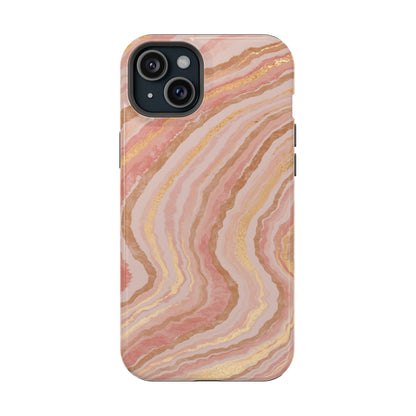 Rose Gold Marble Wave Phone Case – MagSafe Compatible for iPhone & Samsung Galaxy