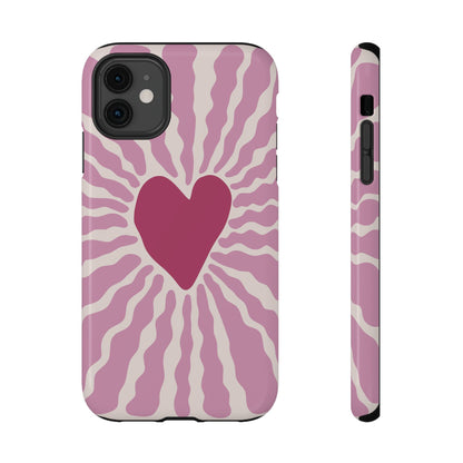 Retro Radiant Heart Phone Case – MagSafe Compatible for iPhone & Samsung Galaxy