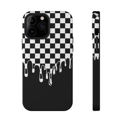 Dripping Checkerboard Phone Case – MagSafe Compatible for iPhone & Samsung Galaxy