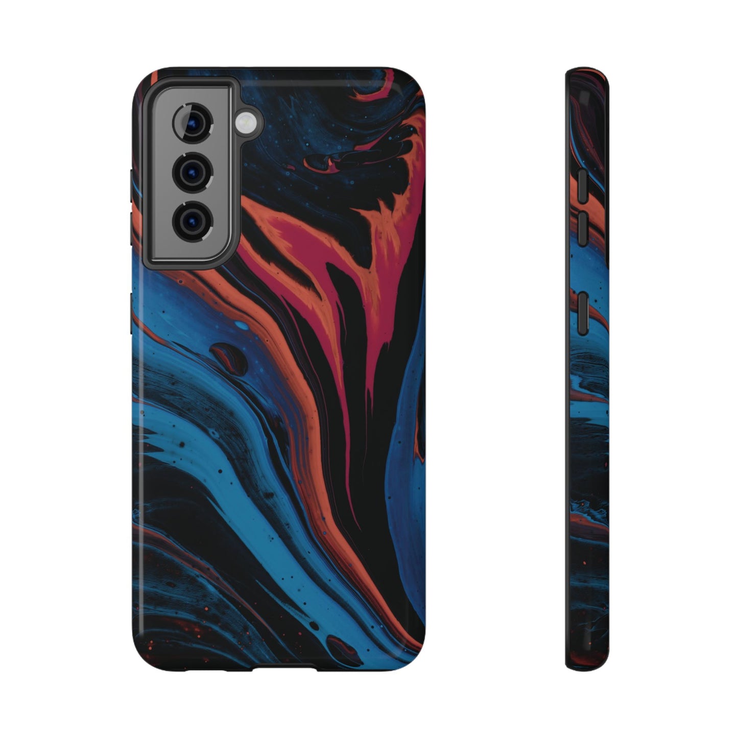 Crimson & Cobalt Fusion Marble Phone Case – MagSafe Compatible for iPhone & Samsung Galaxy