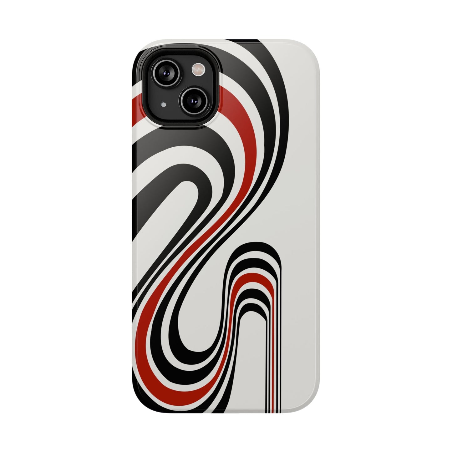 Retro Black & Red Wave Phone Case – MagSafe Compatible for iPhone & Samsung Galaxy