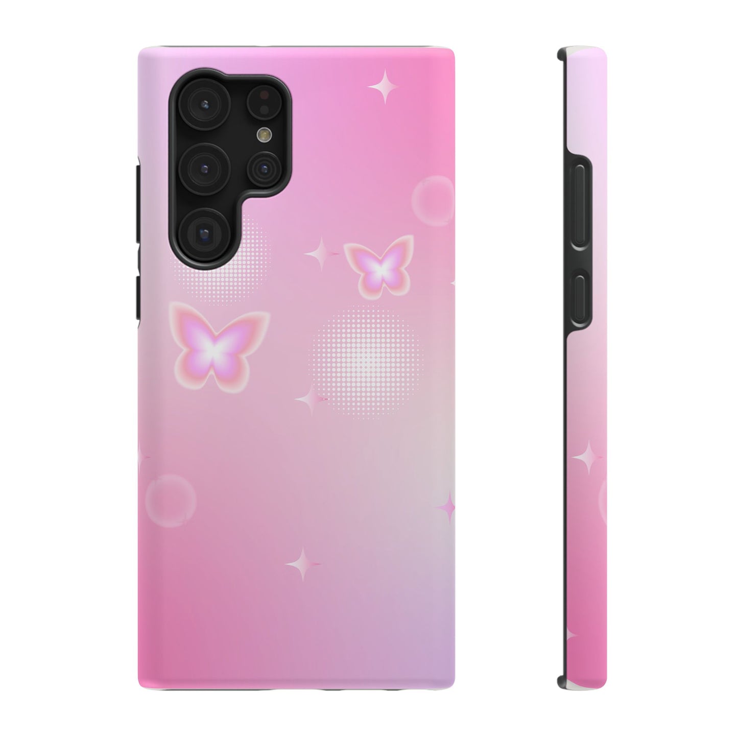 Pink Glow Butterfly Dream Phone Case – MagSafe Compatible for iPhone & Samsung Galaxy