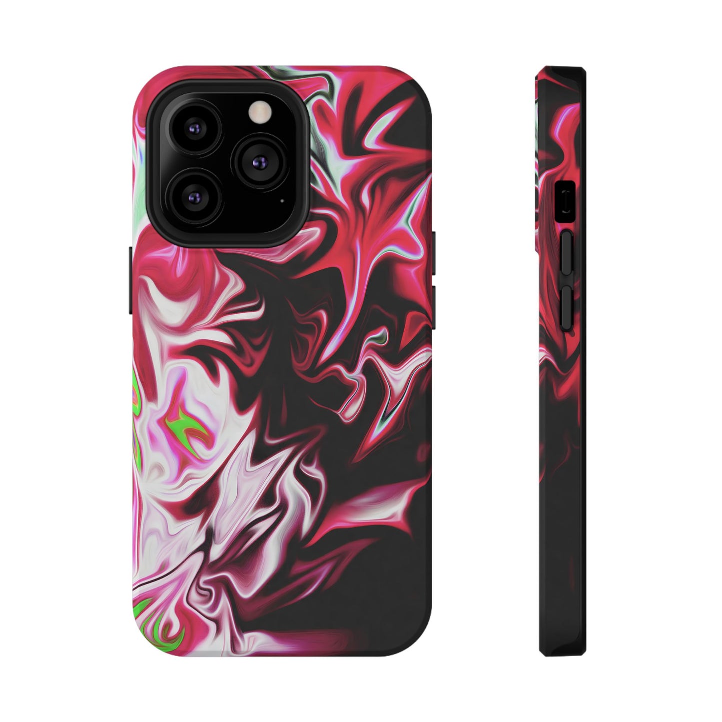 Red & Black Abstract Marble Phone Case – MagSafe Compatible for iPhone & Samsung Galaxy