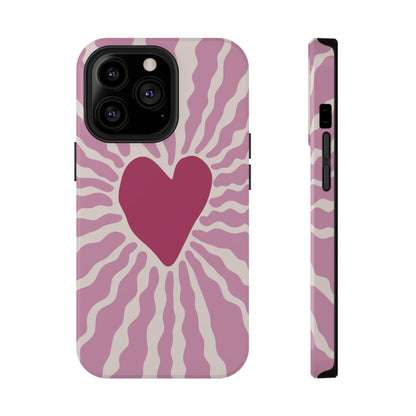 Retro Radiant Heart Phone Case – MagSafe Compatible for iPhone & Samsung Galaxy