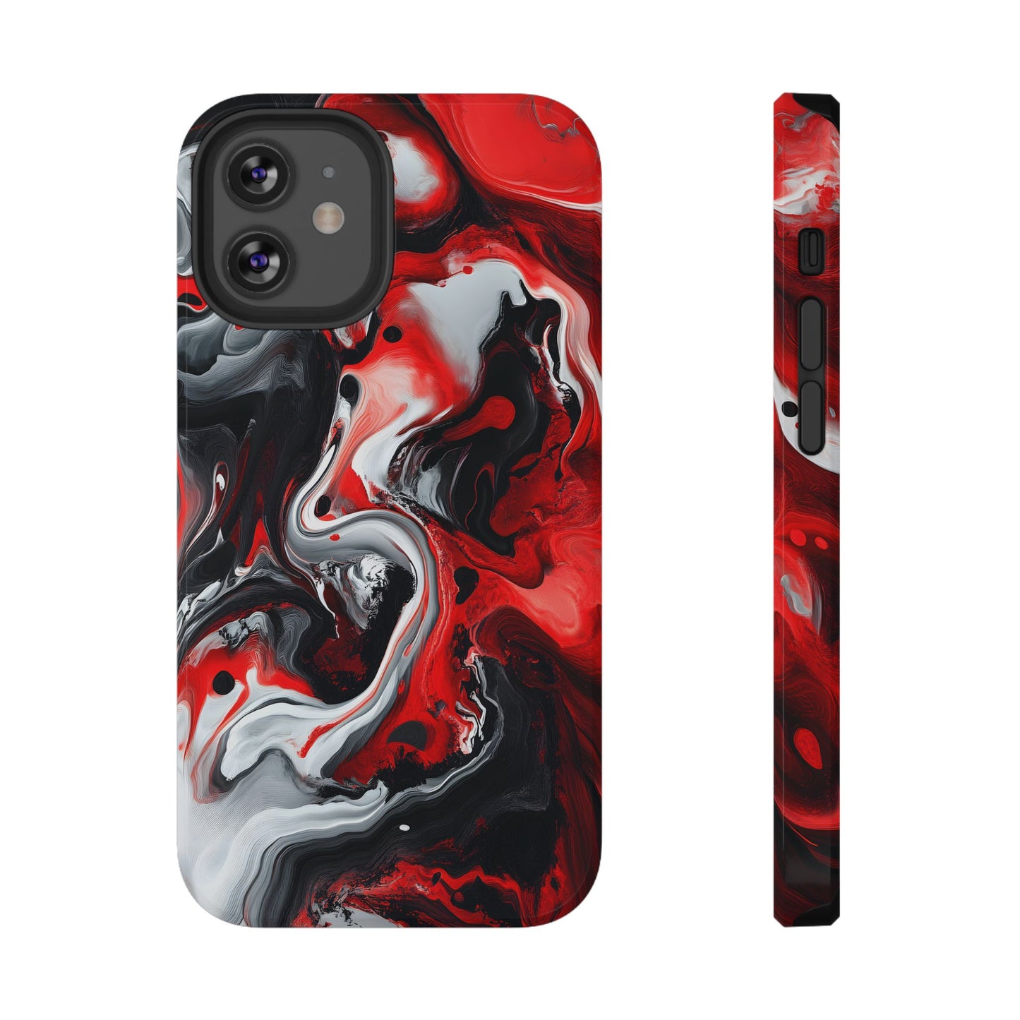 Crimson Chaos Abstract Swirl Phone Case – MagSafe Compatible for iPhone & Samsung Galaxy