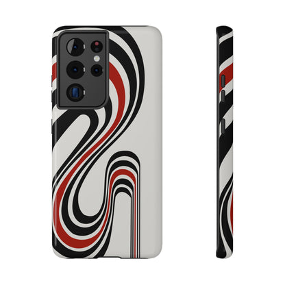 Retro Black & Red Wave Phone Case – MagSafe Compatible for iPhone & Samsung Galaxy