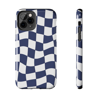 Blue Checkered Tough Phone Case - iPhone 15-11 All Sizes