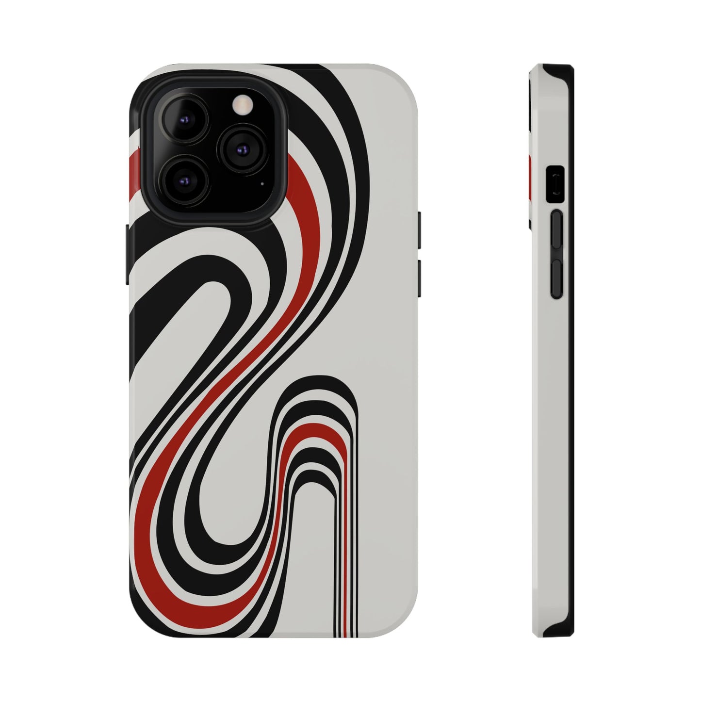 Retro Black & Red Wave Phone Case – MagSafe Compatible for iPhone & Samsung Galaxy