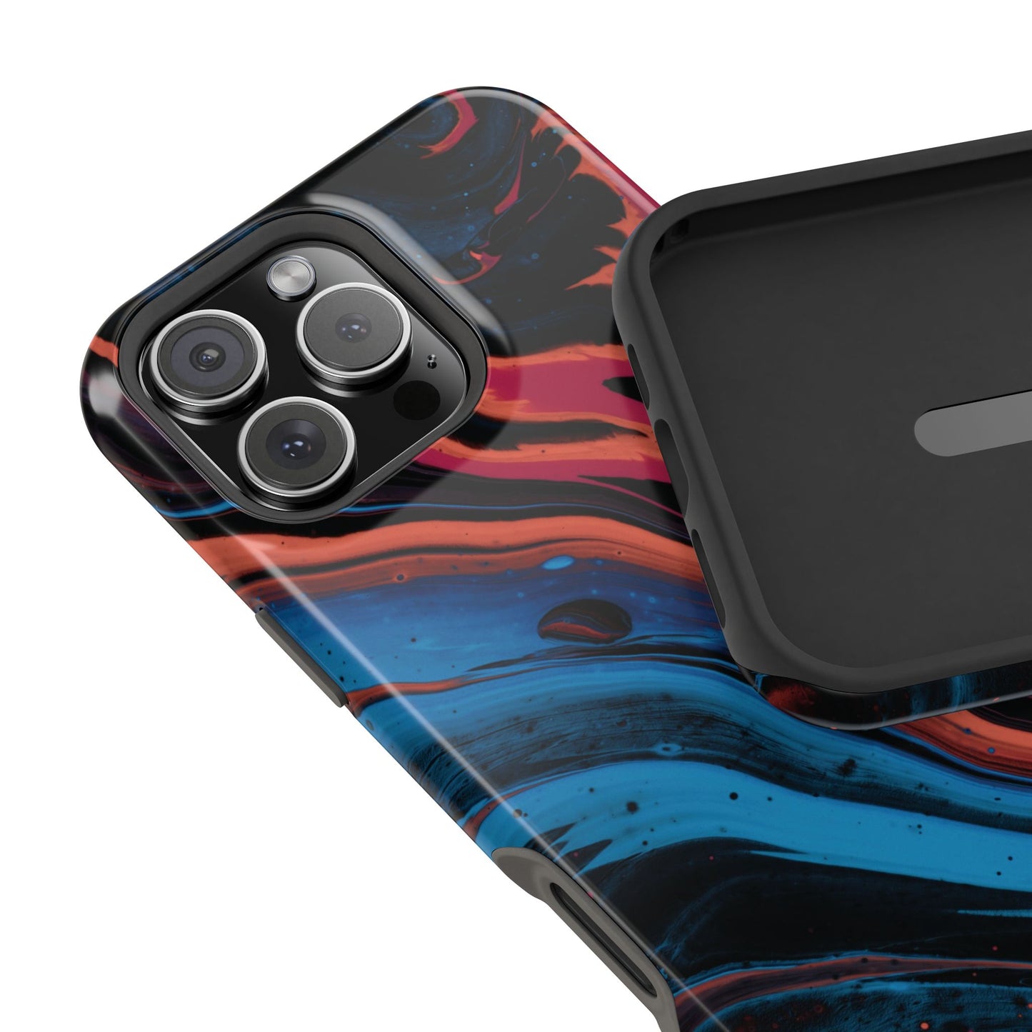 Crimson & Cobalt Fusion Marble Phone Case – MagSafe Compatible for iPhone & Samsung Galaxy