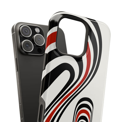 Retro Black & Red Wave Phone Case – MagSafe Compatible for iPhone & Samsung Galaxy