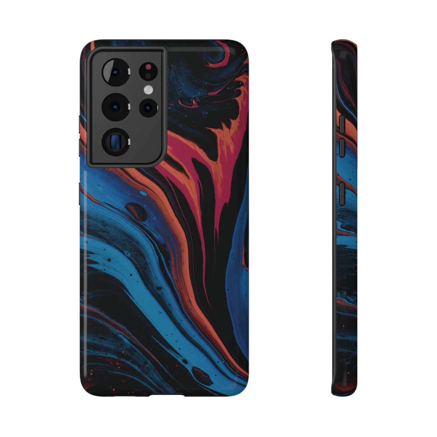 Crimson & Cobalt Fusion Marble Phone Case – MagSafe Compatible for iPhone & Samsung Galaxy