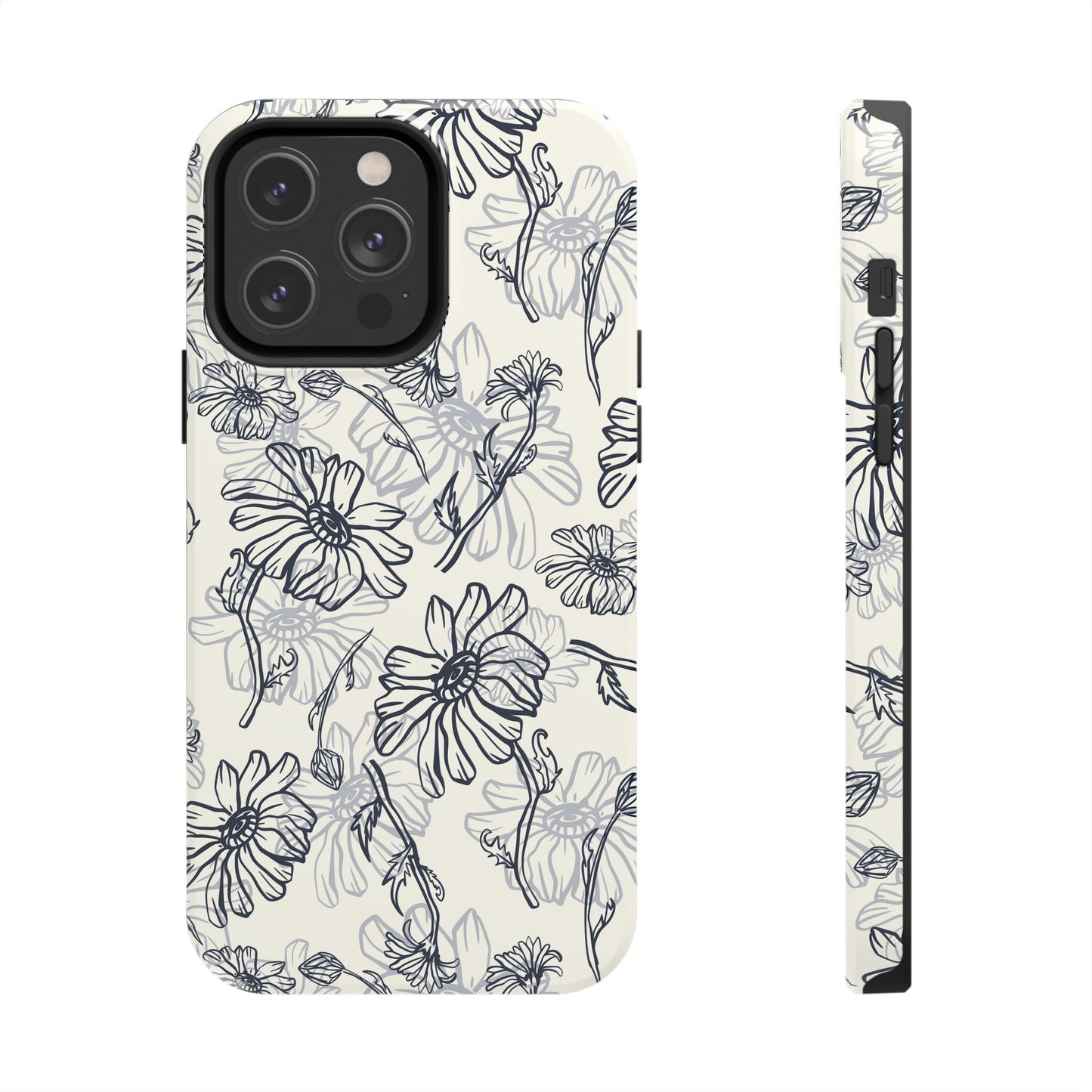 Artsy Flower Drawing Sketch iPhone 11-15 Case - Minimal Phone Case