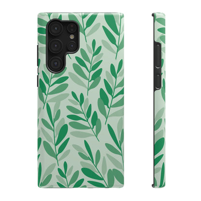 Green Leaf Pattern Phone Case – MagSafe Compatible for iPhone & Samsung Galaxy