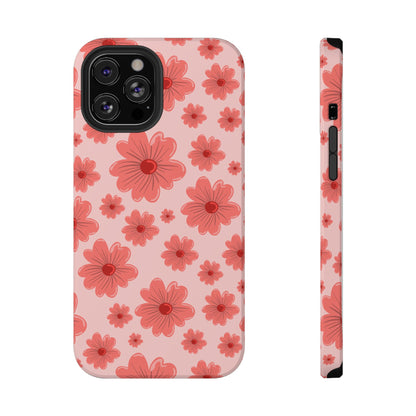 Blush Red Floral Phone Case – MagSafe Compatible for iPhone & Samsung Galaxy