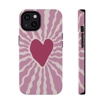 Retro Radiant Heart Phone Case – MagSafe Compatible for iPhone & Samsung Galaxy
