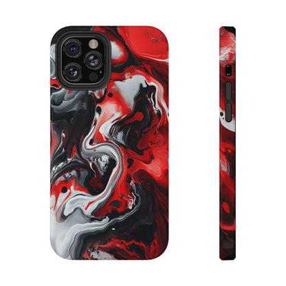 Crimson Chaos Abstract Swirl Phone Case – MagSafe Compatible for iPhone & Samsung Galaxy