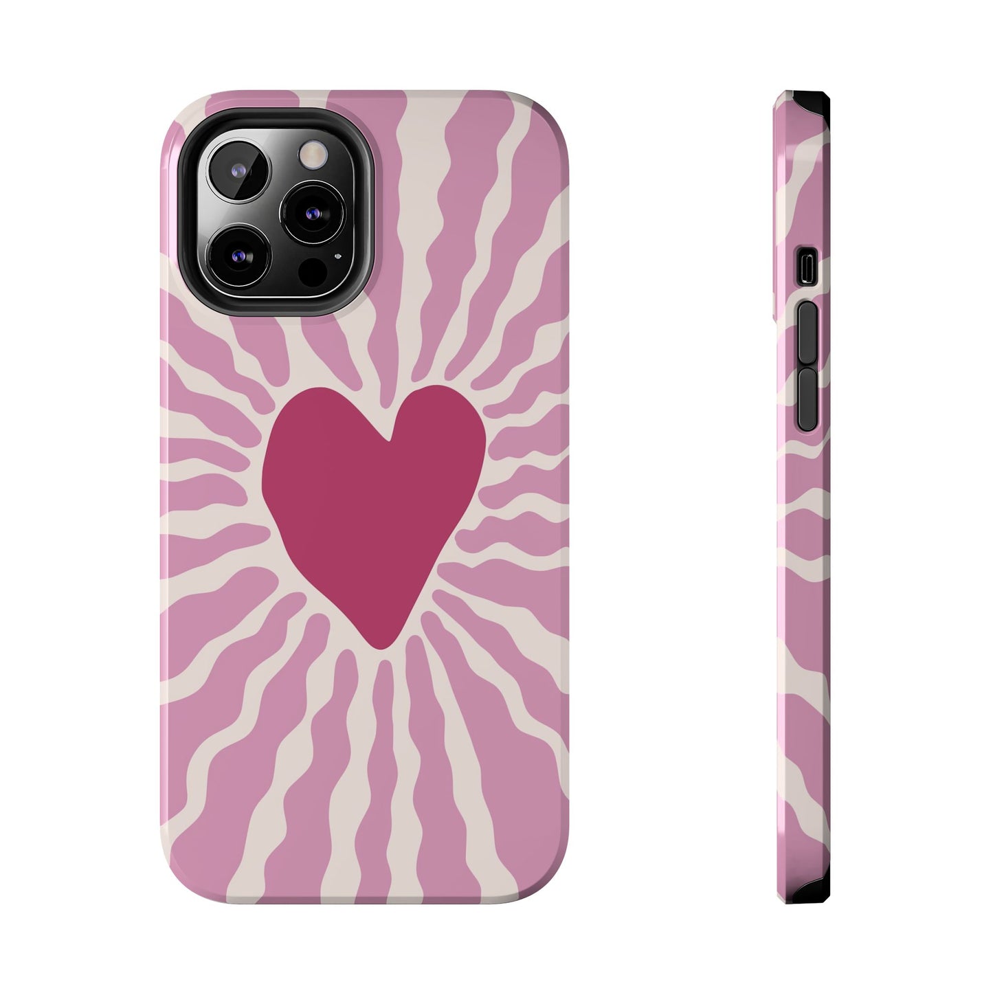 Cute Pink Heart Graphic Phone Case - iPhone 11-15 All Sizes