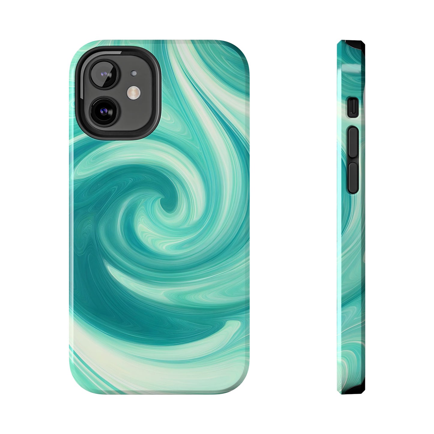 Turquoise Abstract Swirls Tough iPhone Case - iPhone 15-11 All Sizes