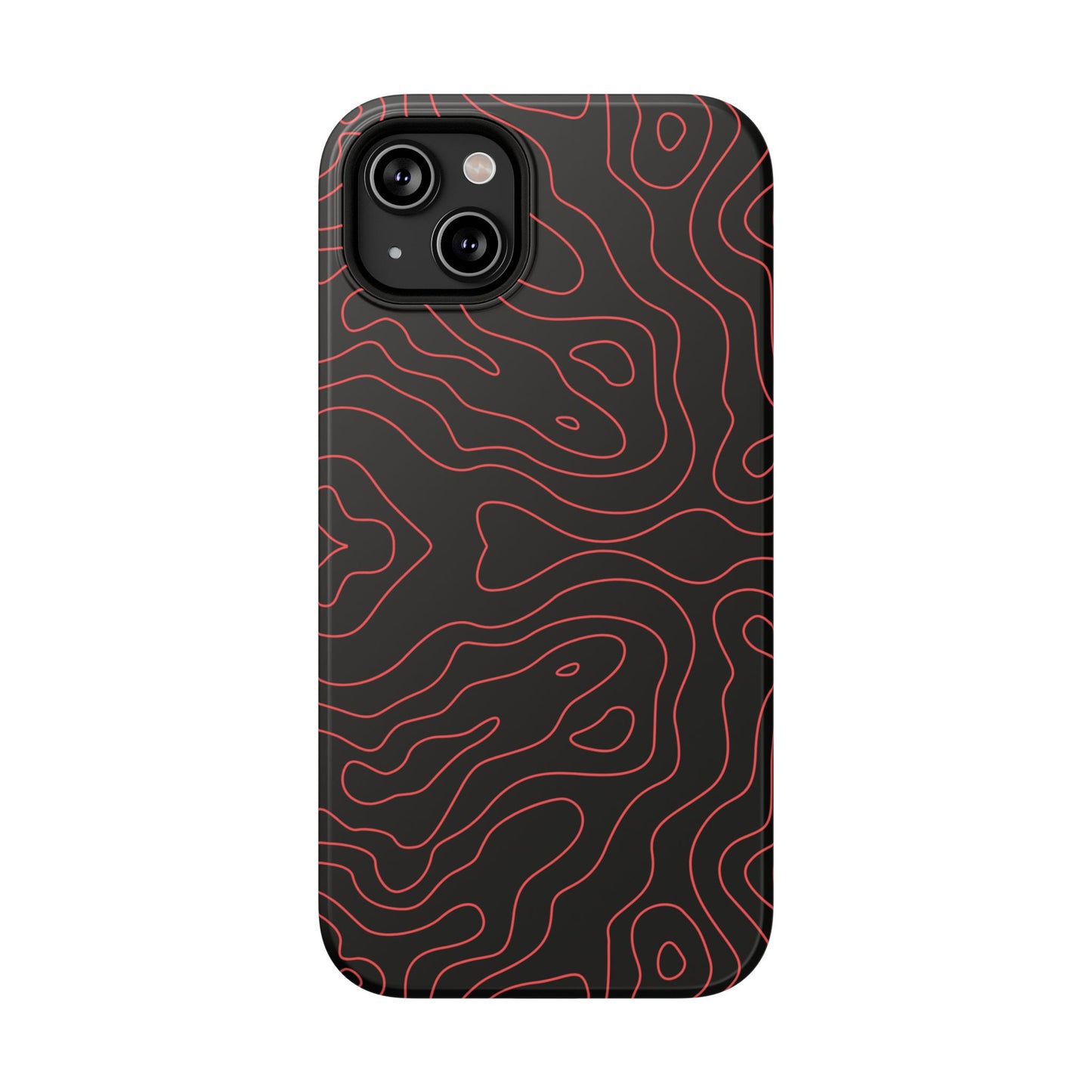 Topographic Lines Black & Red Phone Case – MagSafe Compatible for iPhone & Samsung Galaxy