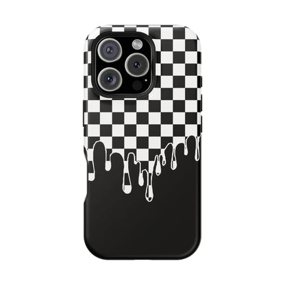 Dripping Checkerboard Phone Case – MagSafe Compatible for iPhone & Samsung Galaxy