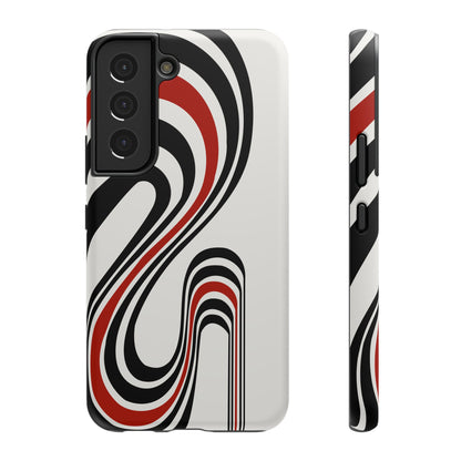 Retro Black & Red Wave Phone Case – MagSafe Compatible for iPhone & Samsung Galaxy