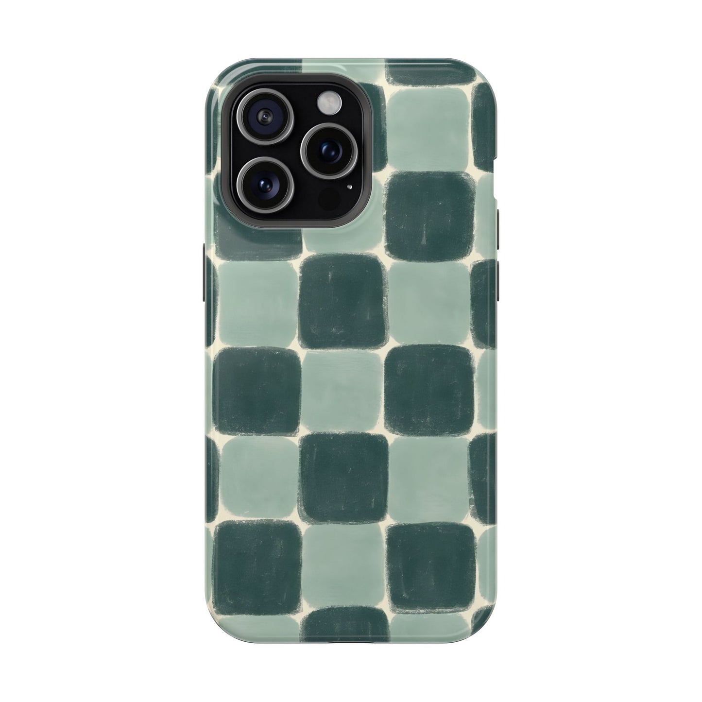 Green Checkerboard Retro Phone Case – MagSafe Compatible for iPhone & Samsung Galaxy