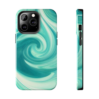 Turquoise Abstract Swirls Tough iPhone Case - iPhone 15-11 All Sizes