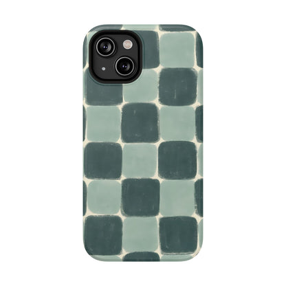 Green Checkerboard Retro Phone Case – MagSafe Compatible for iPhone & Samsung Galaxy