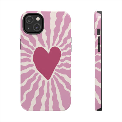 Cute Pink Heart Graphic Phone Case - iPhone 11-15 All Sizes