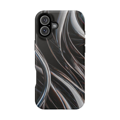 Black Metallic Streaks Phone Case – MagSafe Compatible for iPhone & Samsung Galaxy