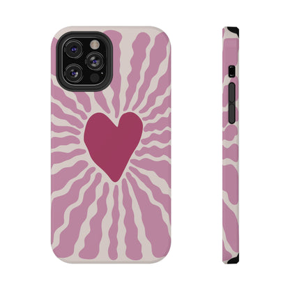 Retro Radiant Heart Phone Case – MagSafe Compatible for iPhone & Samsung Galaxy
