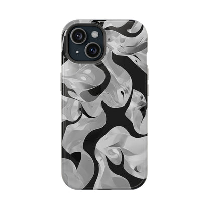Abstract Monochrome Swirl Phone Case – MagSafe Compatible for iPhone & Samsung Galaxy