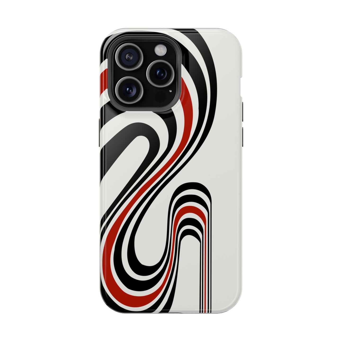 Retro Black & Red Wave Phone Case – MagSafe Compatible for iPhone & Samsung Galaxy