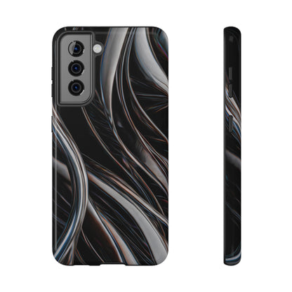 Black Metallic Streaks Phone Case – MagSafe Compatible for iPhone & Samsung Galaxy