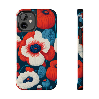 Cute Red And Blue Flower iPhone Case for iPhone 11-15 All Sizes