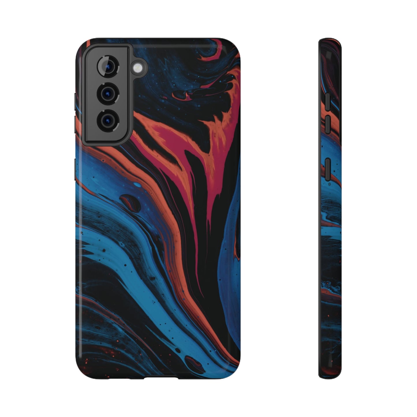 Crimson & Cobalt Fusion Marble Phone Case – MagSafe Compatible for iPhone & Samsung Galaxy