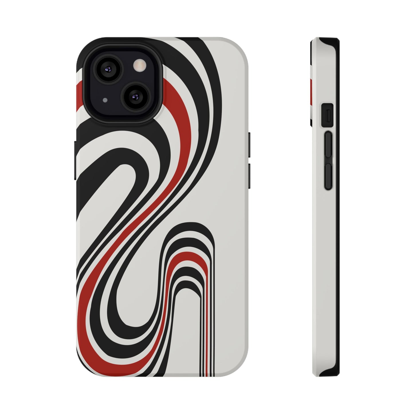 Retro Black & Red Wave Phone Case – MagSafe Compatible for iPhone & Samsung Galaxy