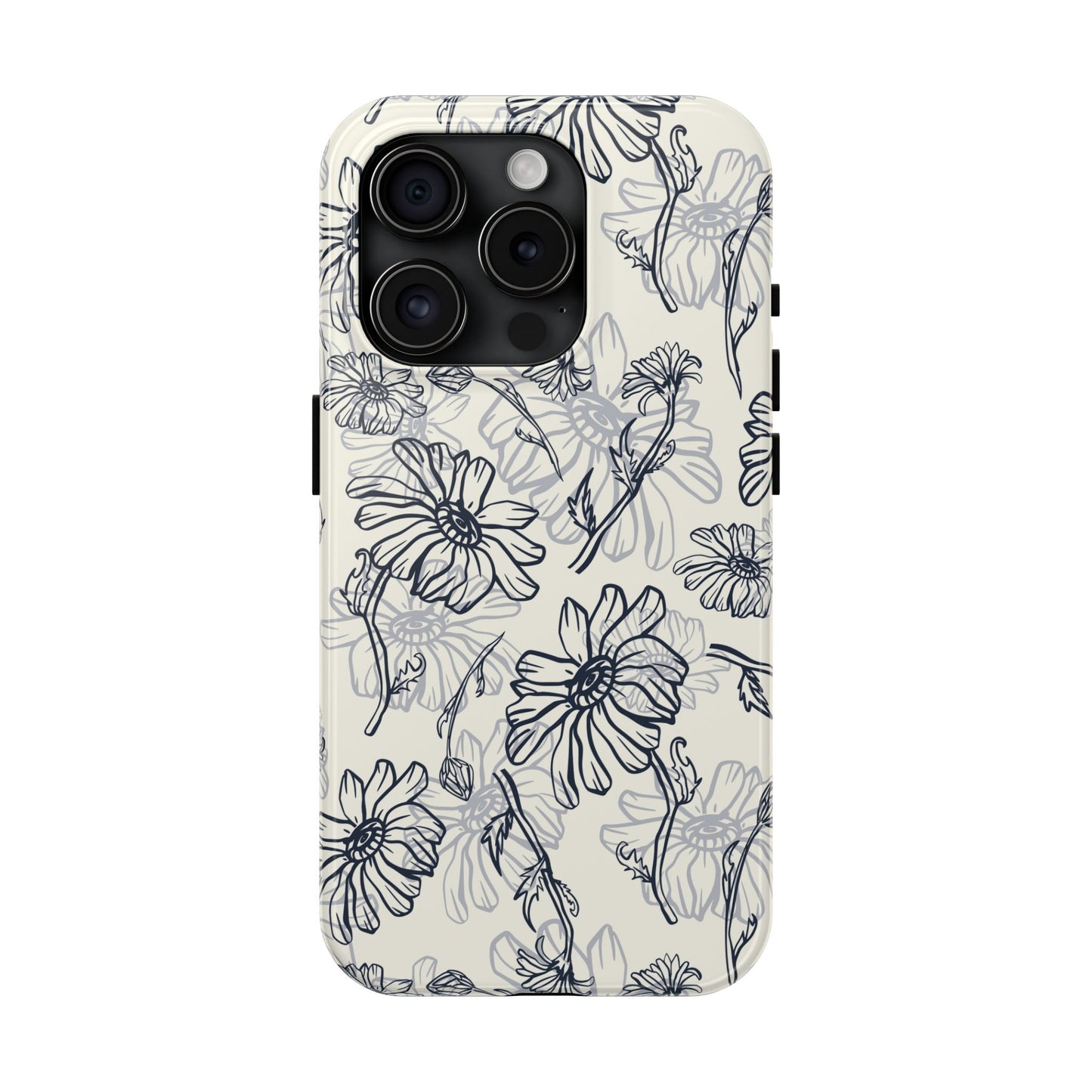 Artsy Flower Drawing Sketch iPhone 11-15 Case - Minimal Phone Case