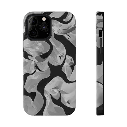 Abstract Monochrome Swirl Phone Case – MagSafe Compatible for iPhone & Samsung Galaxy