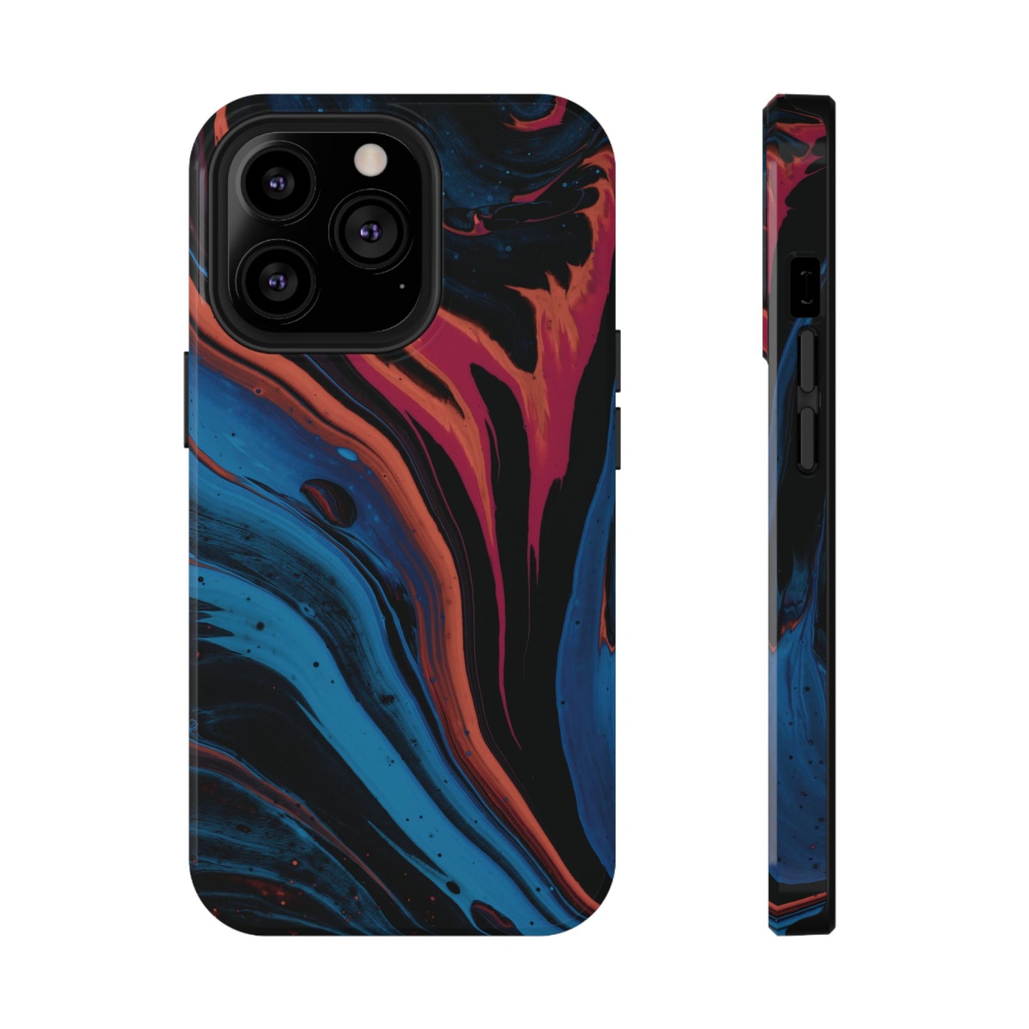 Crimson & Cobalt Fusion Marble Phone Case – MagSafe Compatible for iPhone & Samsung Galaxy