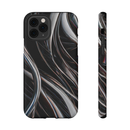 Black Metallic Streaks Phone Case – MagSafe Compatible for iPhone & Samsung Galaxy